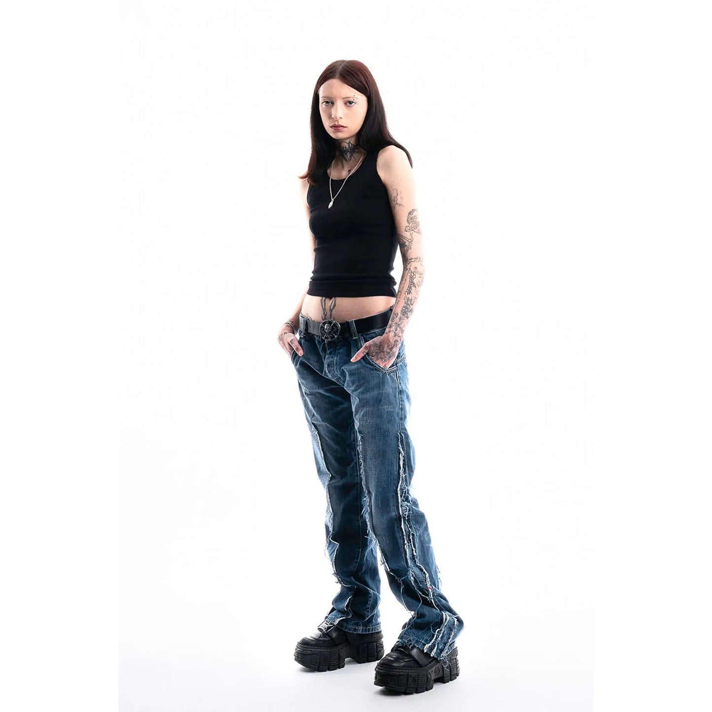 Brut Ripped Denim — side view worn, unique item by PrototypesParis