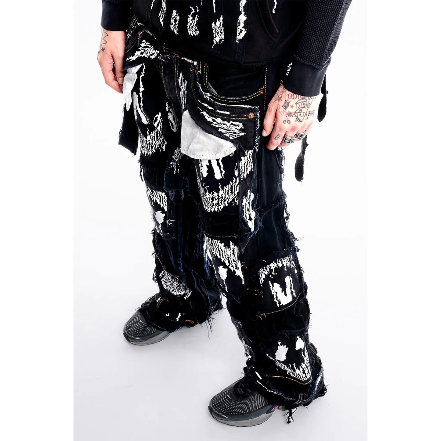 Ghosted Signature Denim — side view worn, unique item by PrototypesParis