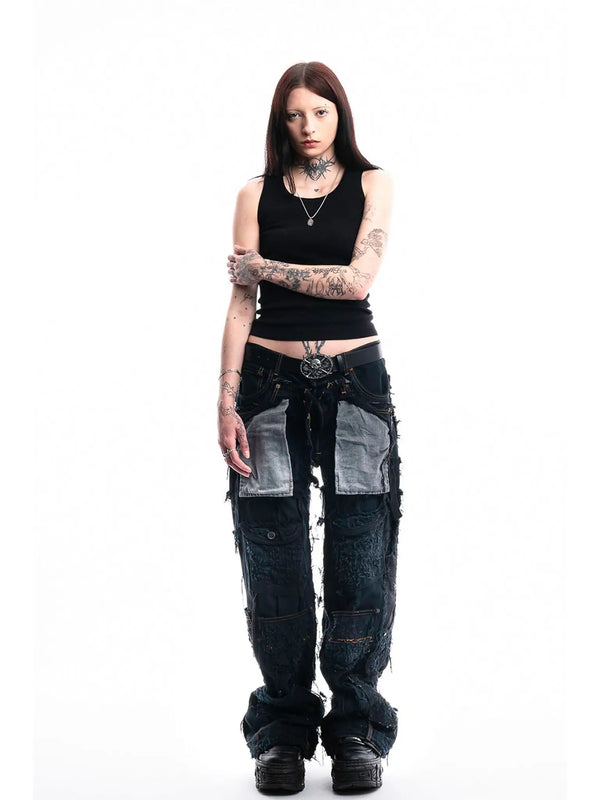 Obsidian Pockets Denim — 1/1 handmade upcycled denim by PrototypesParis