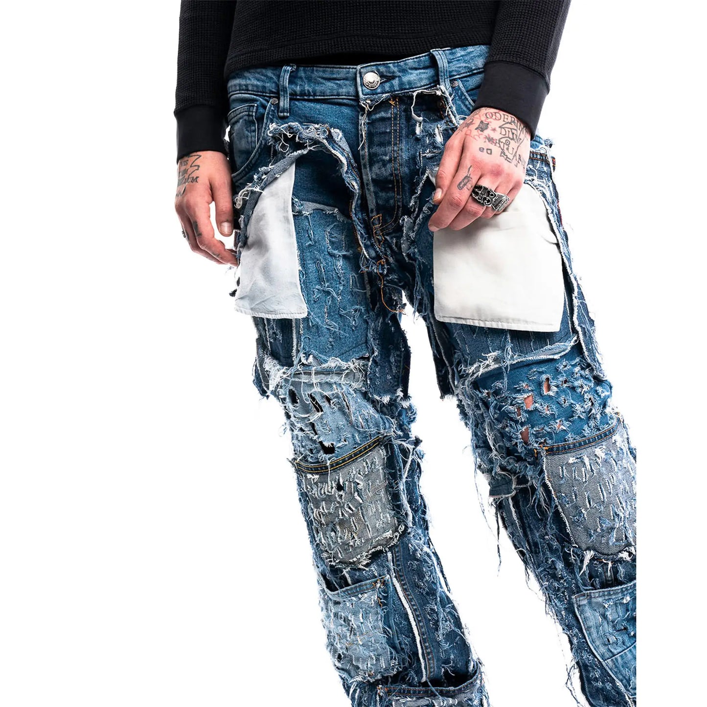 Cobalt Shred Denim — close-up detail of the piece by PrototypesParis