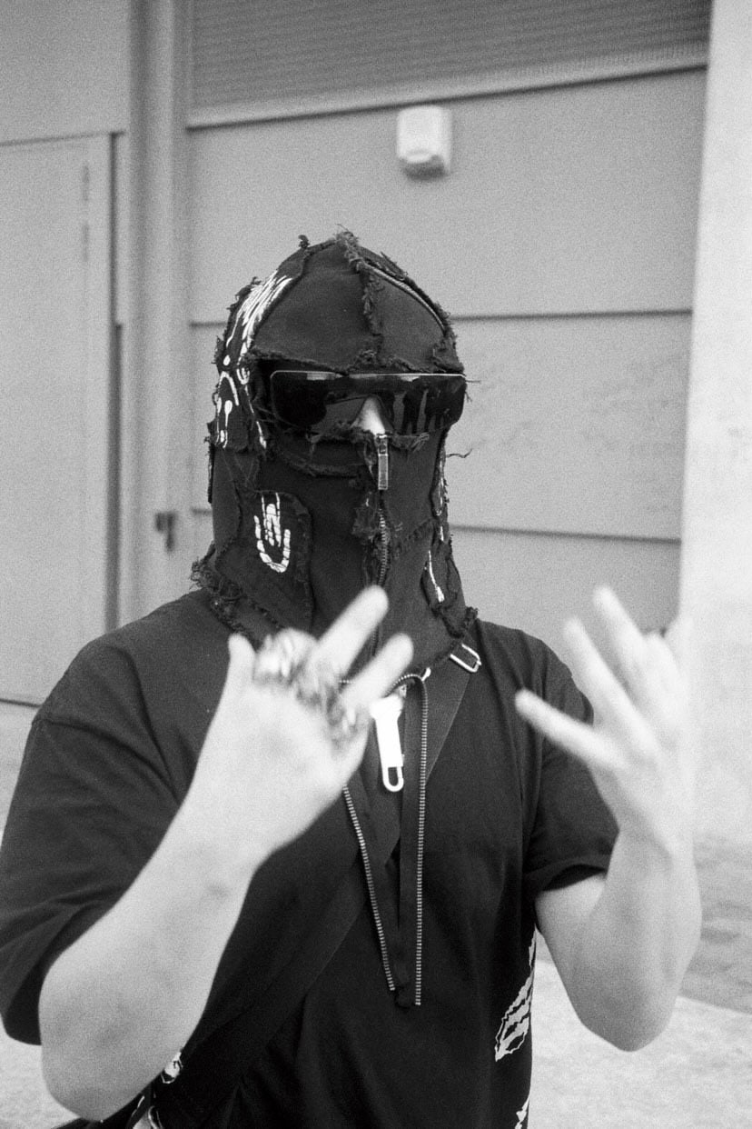 PrototypesParis balaclava on model. fashion denim creation.