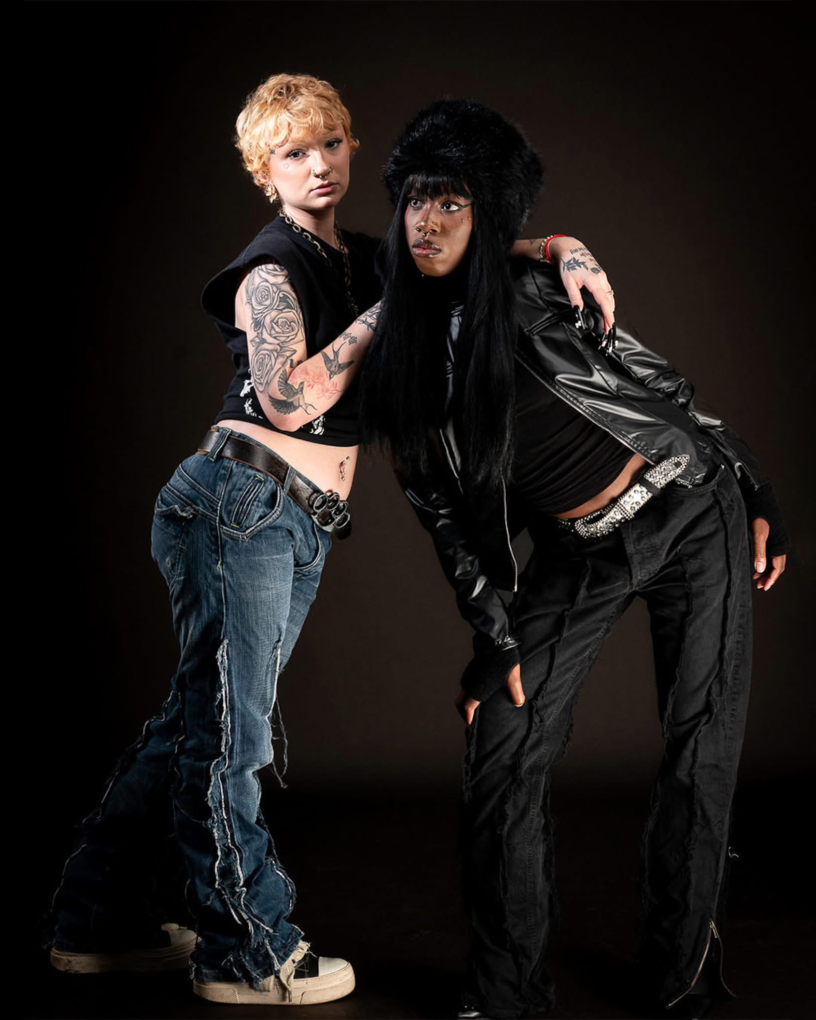 Brut Denim and Black Ripped Denim by PrototypesParis, worn by a model with distressed detailing and modern fit.