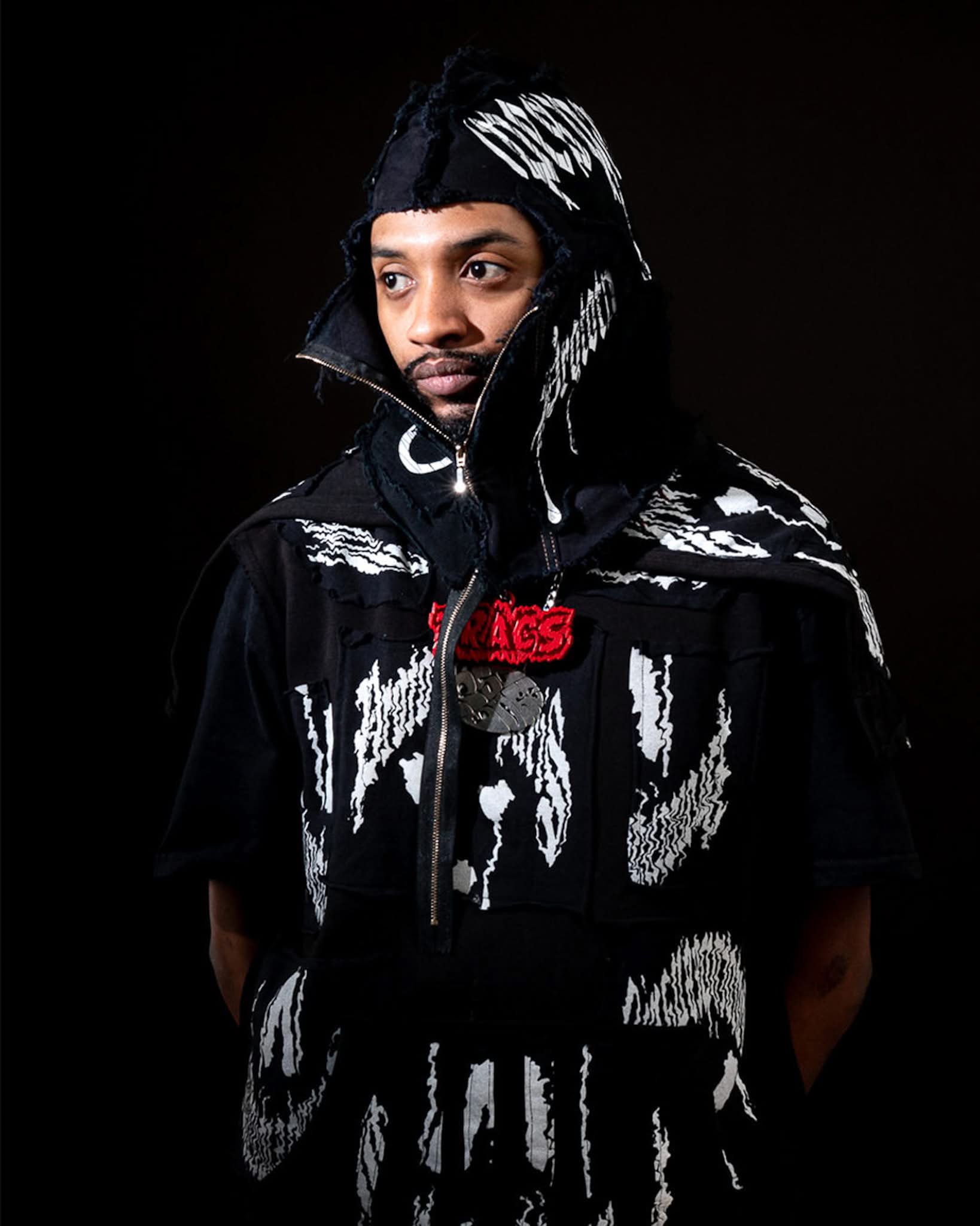 1/1 balaclava and Ghosted hoodie by PrototypesParis, featuring sculpted design and handmade detailing.
