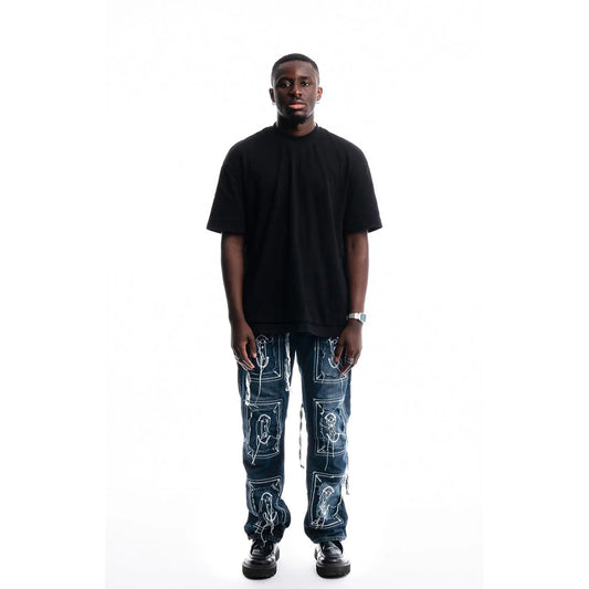 Brut Framed Logo Jeans — 1/1 handmade upcycled denim by PrototypesParis