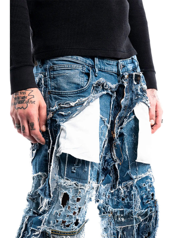 Cobalt Shred Denim — close-up detail of the piece by PrototypesParis Detail