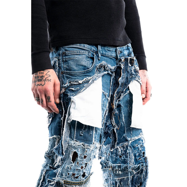 Cobalt Shred Denim — close-up detail of the piece by PrototypesParis