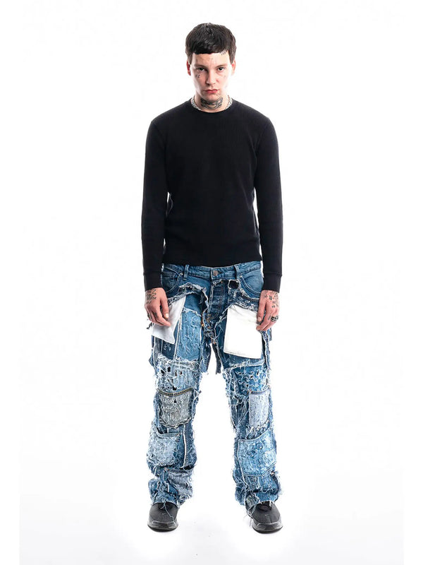 Cobalt Shred Denim — 1/1 handmade upcycled denim by PrototypesParis