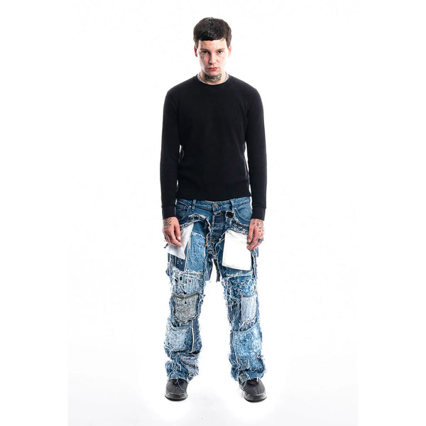 Cobalt Shred Denim — 1/1 handmade upcycled denim by PrototypesParis