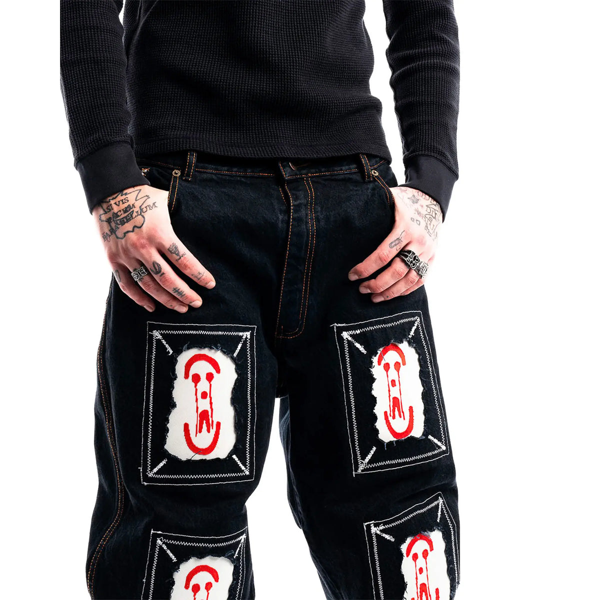 The Framed 3D Printed Logo Denim - Hover View