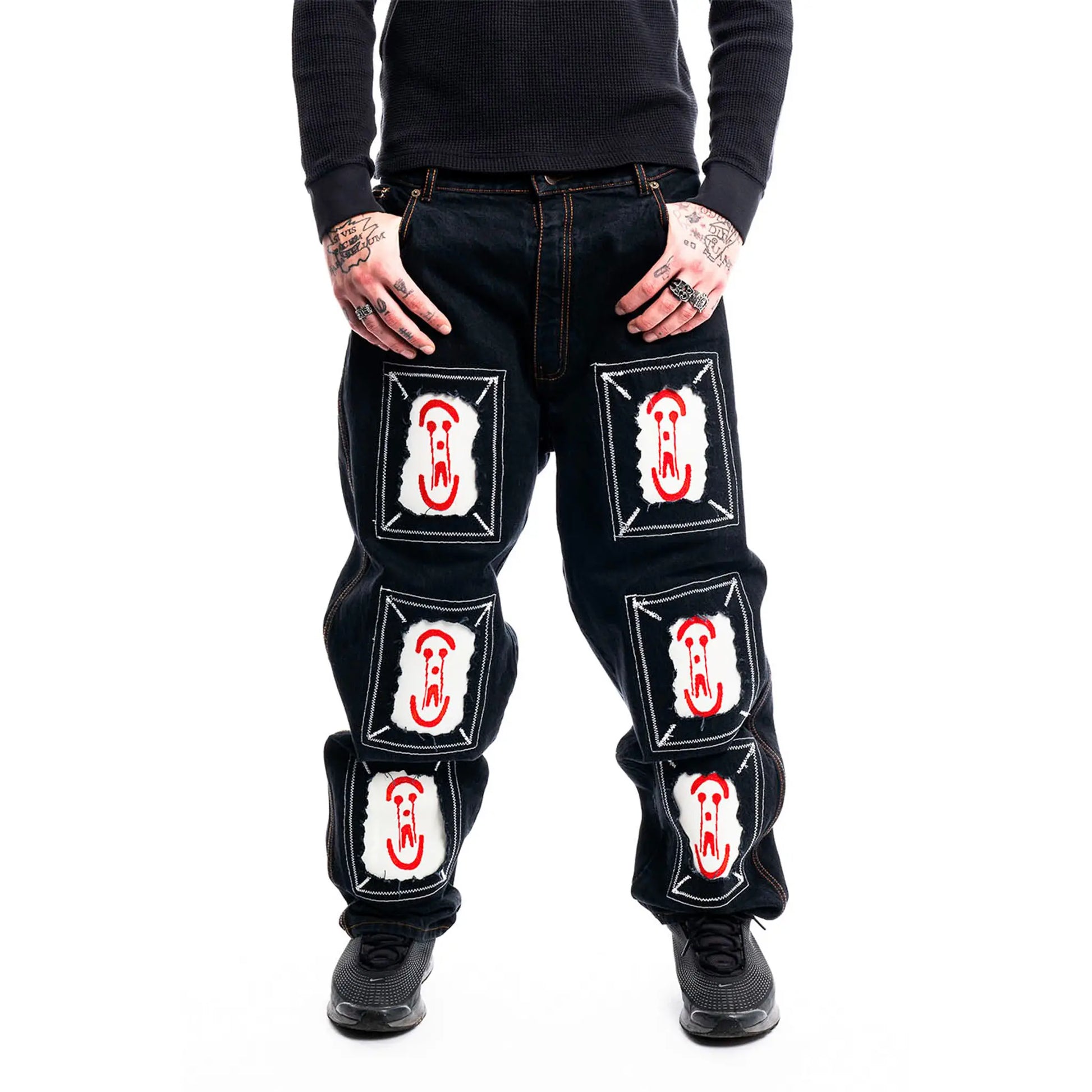  Framed 3D Logo Jeans — front view worn, unique item by PrototypesParis