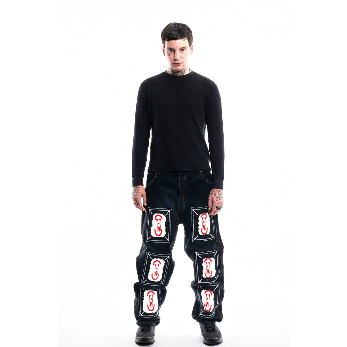  Framed 3D Logo Jeans — 1/1 handmade upcycled denim by PrototypesParis