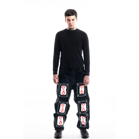  Framed 3D Logo Jeans — 1/1 handmade upcycled denim by PrototypesParis