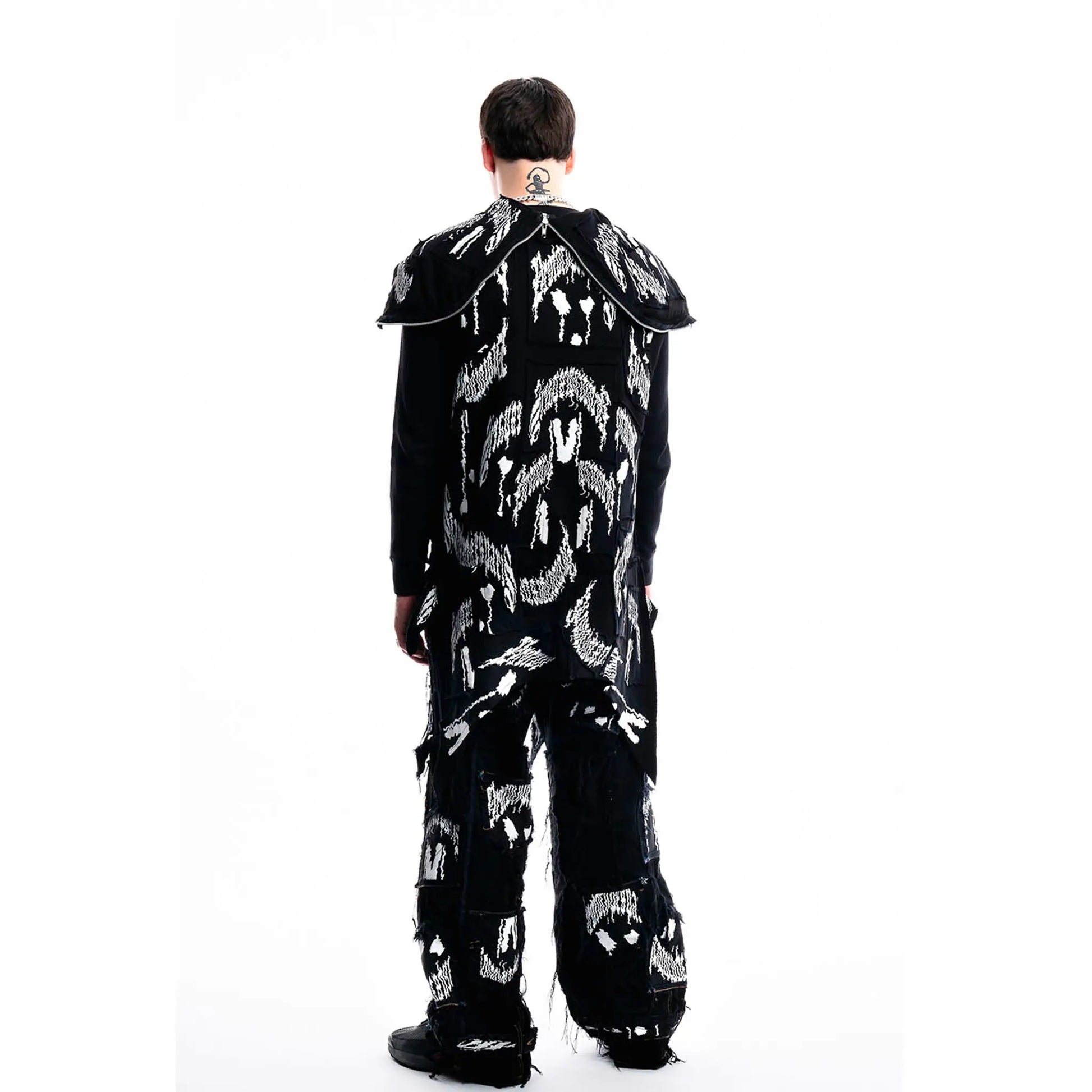 Ghosted Signature Hoodie — back view of 1/1 upcycled hoodie with oversized cut    