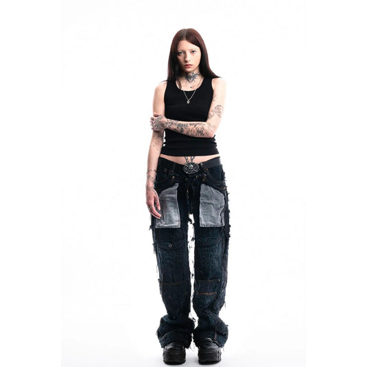 Obsidian Pockets Denim — 1/1 handmade upcycled denim by PrototypesParis