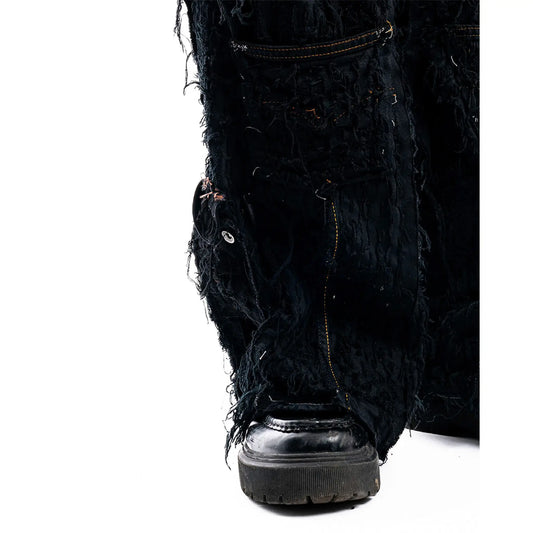 Obsidian Shred Denim — close-up detail of the piece by PrototypesParis