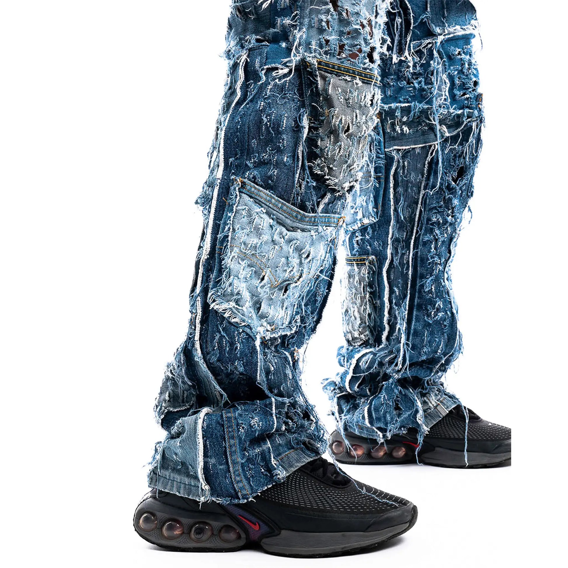 Cobalt Shred Denim — close-up detail of the piece by PrototypesParis