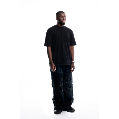  Obsidian Shred Denim — side view worn, unique item by PrototypesParis