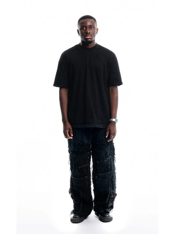 Obsidian Shred Denim — 1/1 handmade upcycled denim by PrototypesParis