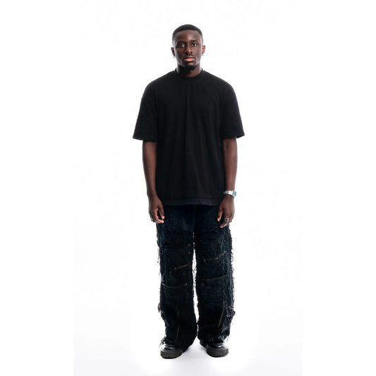 Obsidian Shred Denim — 1/1 handmade upcycled denim by PrototypesParis