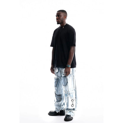 Patchwork Relic Denim — side view worn, unique item by PrototypesParis
