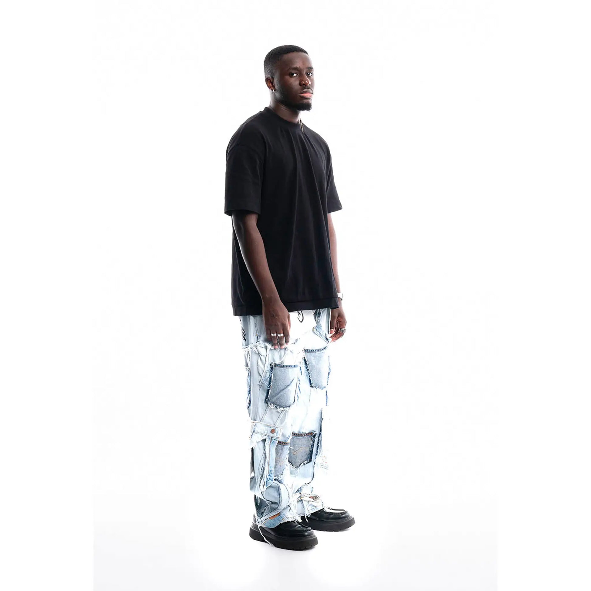  Patchwork Relic Denim — side view worn, unique item by PrototypesParis